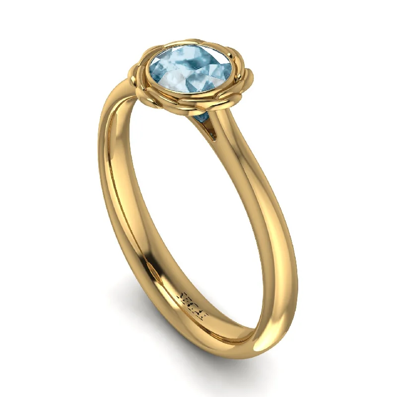 women's engagement rings with rose gold -Solitaire Minimalist Aquamarine Ring - Eden No. 401