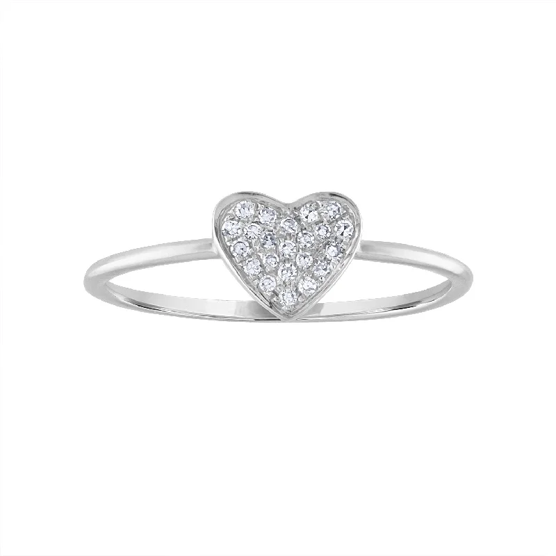 women's engagement rings with twist band -14KT GOLD DIAMOND PAVE HEART RING