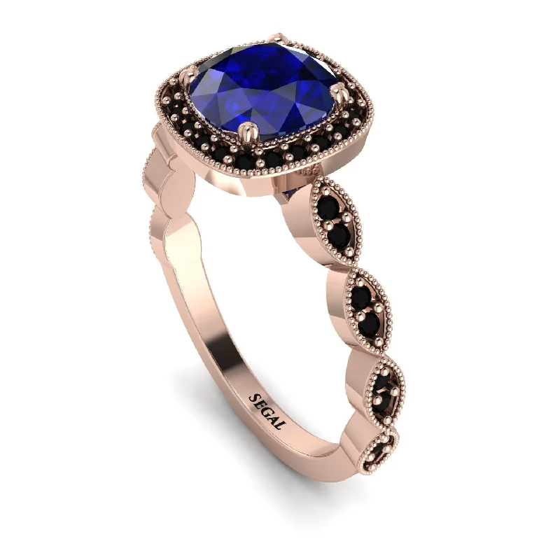 women's engagement rings with pear-shaped diamond -Vintage Inspired Sapphire Halo Ring - Frances No. 44