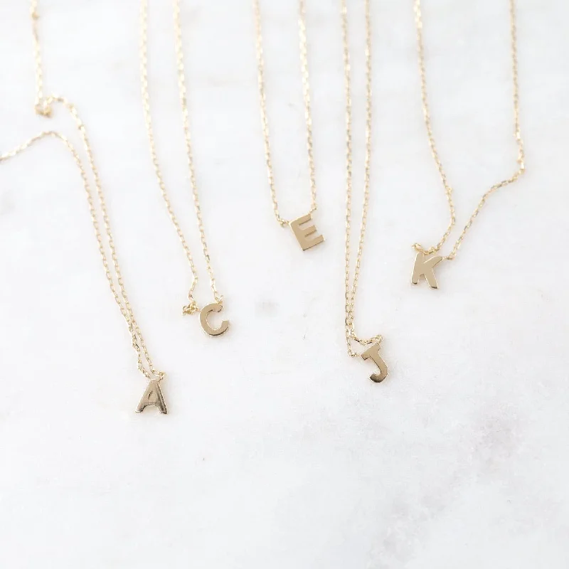 women's necklaces with pendant and chain -14k Gold Initial Necklace