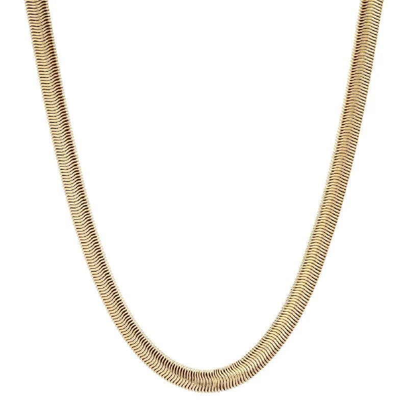 women's necklaces with double chain -Thick Gold Plated Herringbone Chain Necklace