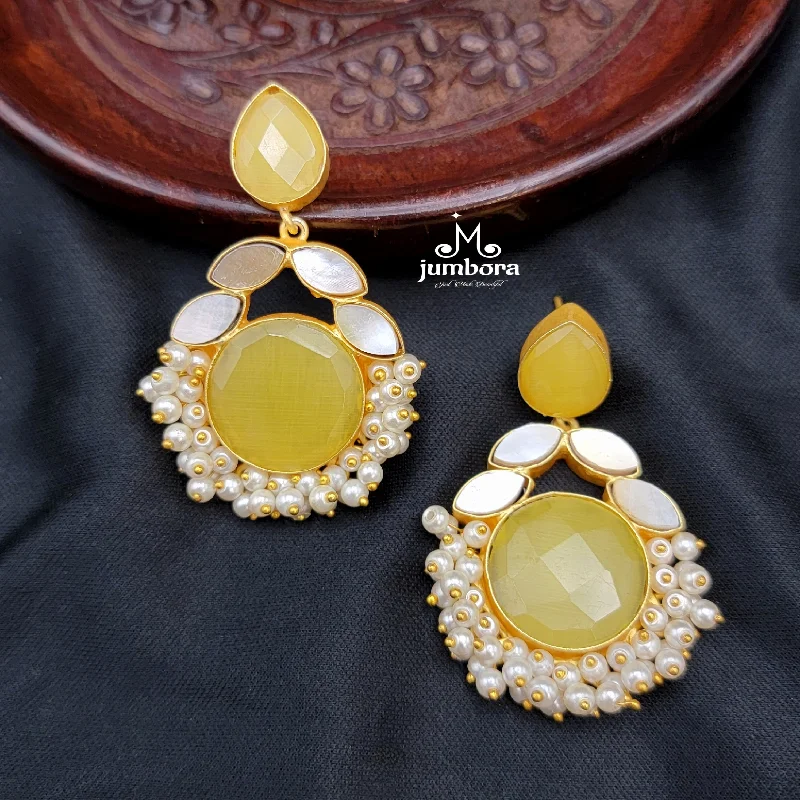 women's earrings with opal -Amrapali Inspired Mother of Pearl (MOP) Earrings