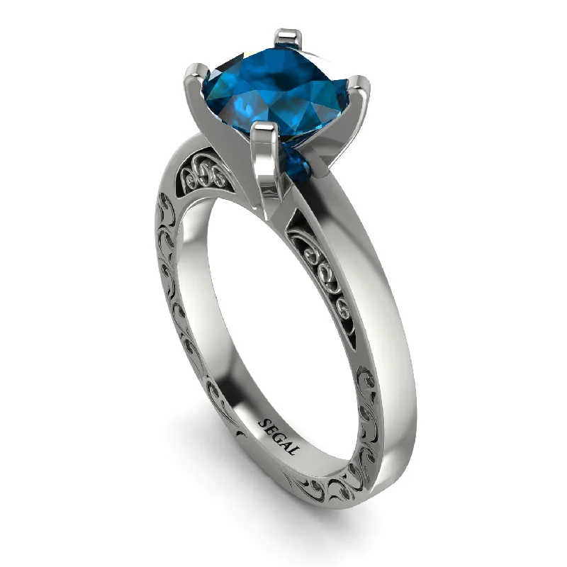 women's engagement rings with bold solitaire -Vintage Solitaire Blue Topaz Ring - Vera No. 503