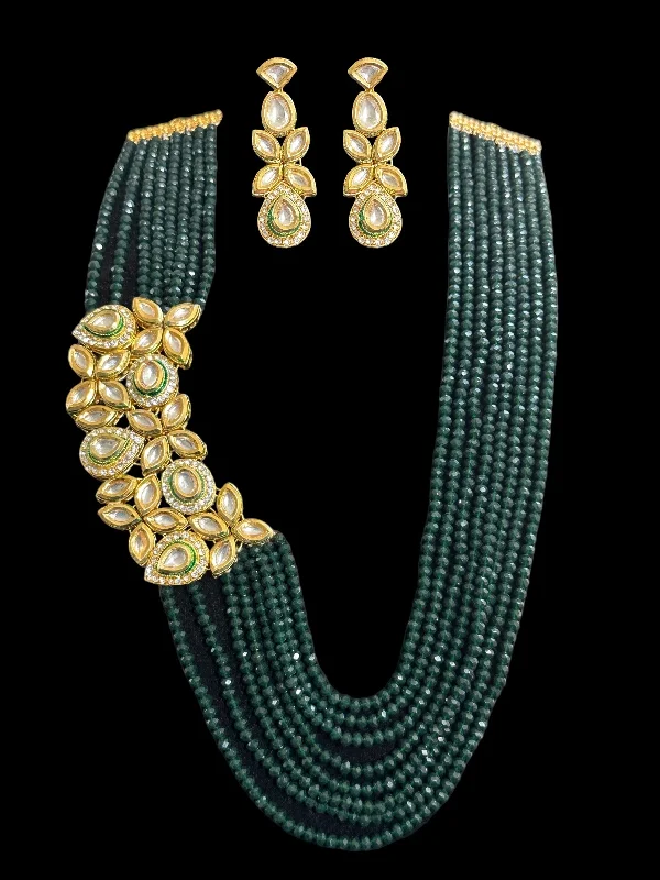 women's necklaces with sleek silver chain -DLN33 Bisma kundan necklace with earrings(READY TO SHIP )