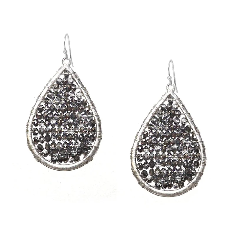 women's earrings with vintage-inspired look -Crystal Beaded Earring by Marlyn Schiff