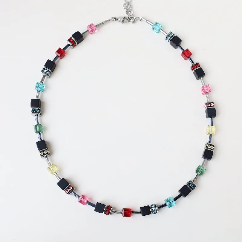 women's necklaces with adjustable clasp -Multi-Color Geocube Necklace