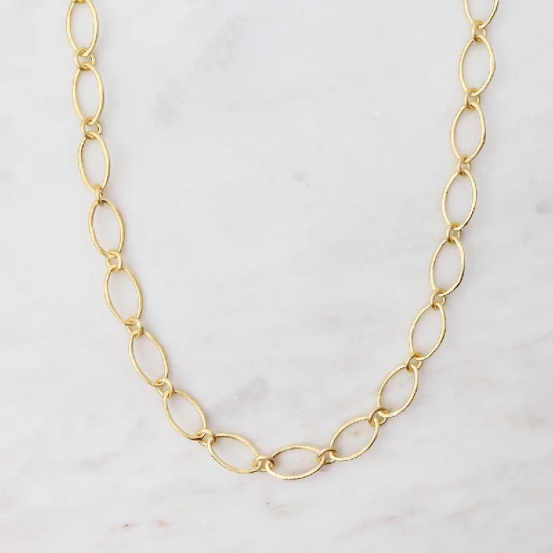 women's necklaces with statement pendant -Gold Alternating Oval Link Long Necklace