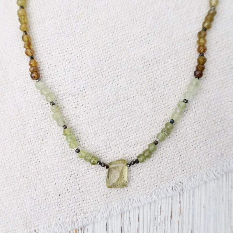 women's necklaces with charm -Green Garnet Necklace