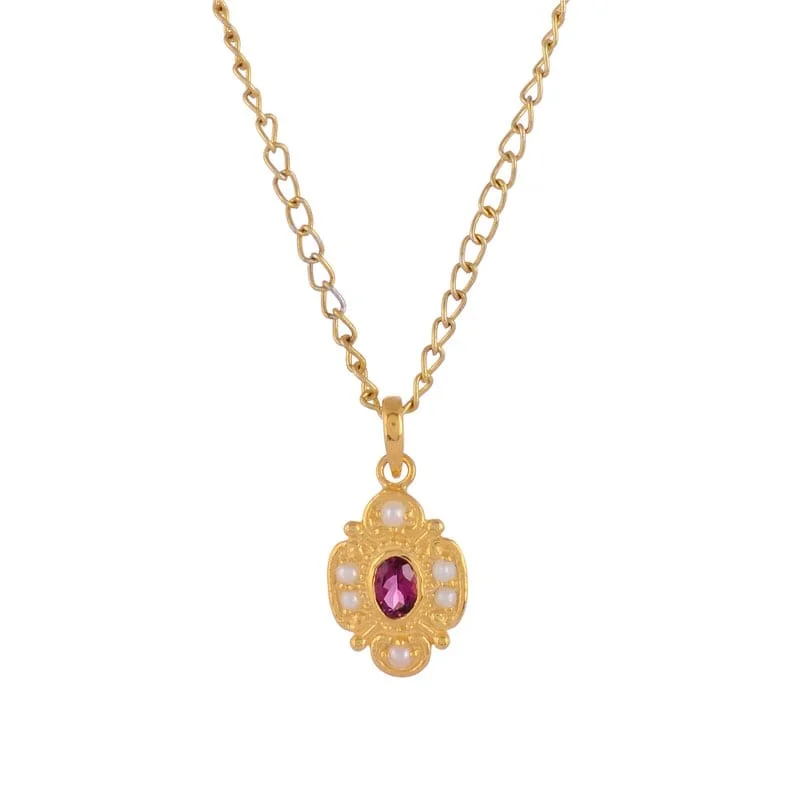 women's necklaces with pearl -Tourmaline & Pearl Pendant Necklace