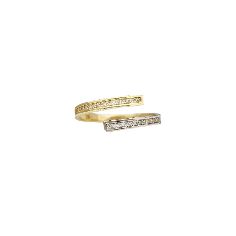 women's rings with pave diamonds -Bypass Coil Two-Tone Channel Setting Ring (14K)