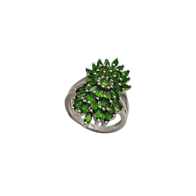 women's rings wedding -Peridot Cocktail Ring (Silver)