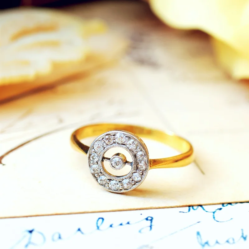 women's engagement rings with custom design -Vintage 1920's Art Deco Diamond Halo Ring