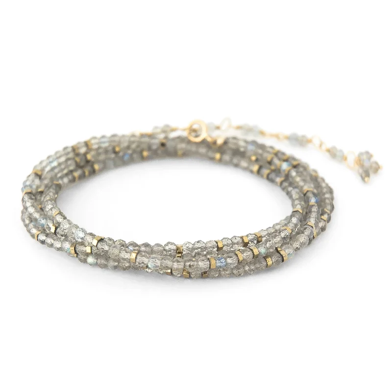 women's necklaces with subtle sparkle -Labradorite Confetti Wrap Bracelet & Necklace