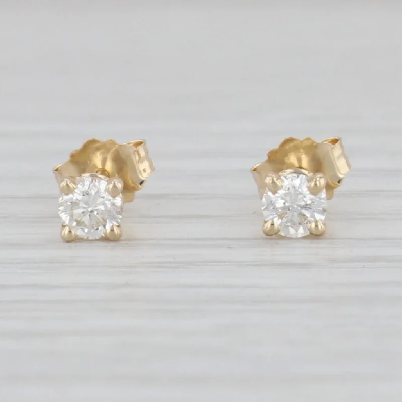 women's earrings with gold-plated design -New 0.32ctw Diamond Solitaire Stud Earrings 14k Yellow Gold April Birthstone