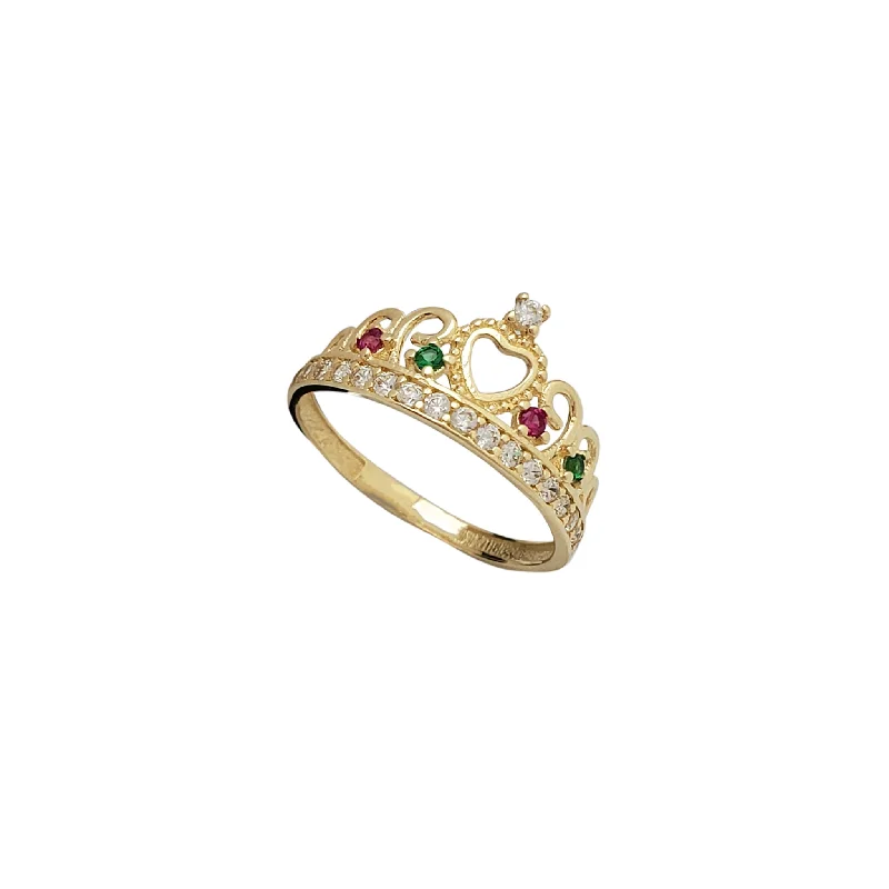 women's rings with pear-shaped diamond -Zirconia Multicolor Crown/Tiara Baby/Kid's Youth Ring (14K)