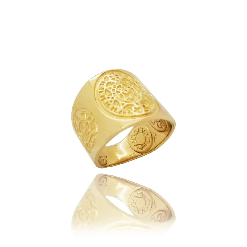 women's rings with luxury finish -Tribal Yellow Gold Ring (14K)