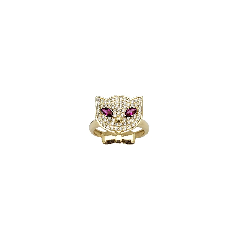 women's rings with solitaire design -Icy Cat Visage Ring (14K)