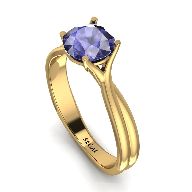 women's engagement rings with ruby -Solitaire Twist Shank Tanzanite Ring - Eleanor No. 201