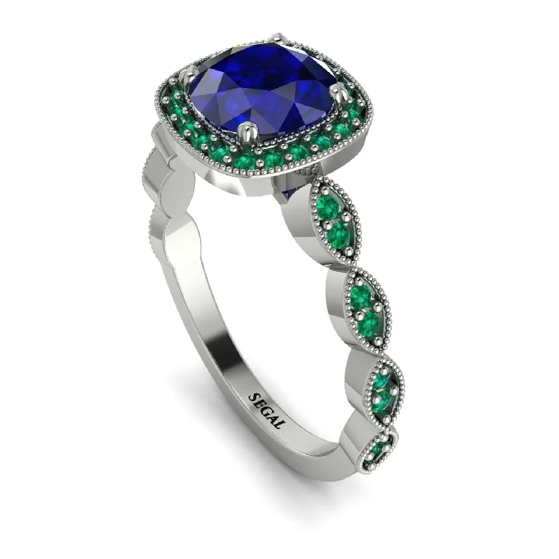 women's engagement rings with organic style -Vintage Inspired Sapphire Halo Ring - Frances No. 30