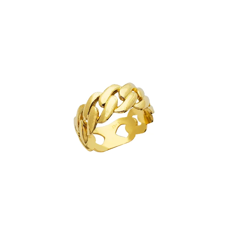 women's rings with radiant-cut diamond -Cuban Link Ring (10K)