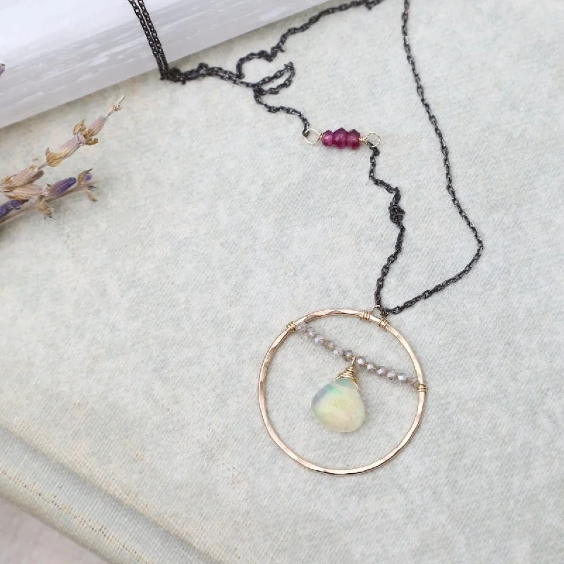 women's necklaces with polished finish -Opal and Labradorite Necklace