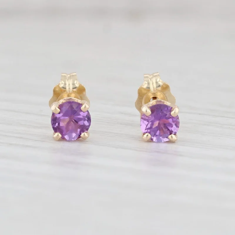 women's earrings with gemstone -New 0.45ctw Round Amethyst Stud Earrings 14k Yellow Gold February Birthstone