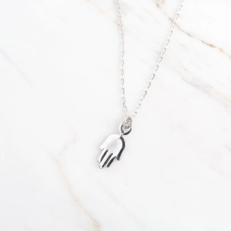 women's necklaces with antique appeal -Dainty and Sleek Silver Hamsa Necklace