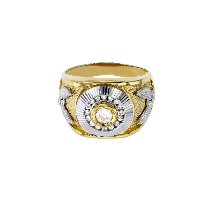 women's rings with minimalist charm -Fluted Pave Bezel Eagle Ring (14K)