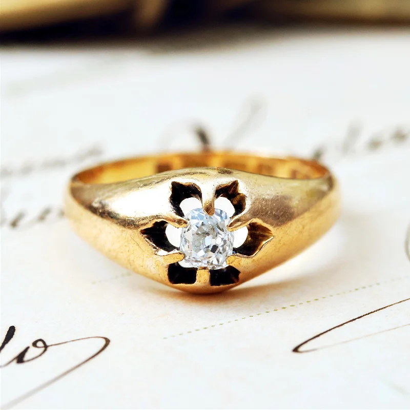 women's engagement rings with two-tone finish -Antique Date 1874 Victorian Diamond Solitaire Ring