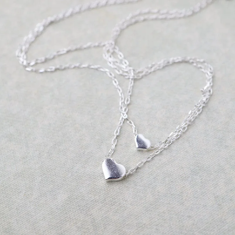 women's necklaces with geometric pendant -Layered Double Solid Heart Necklace