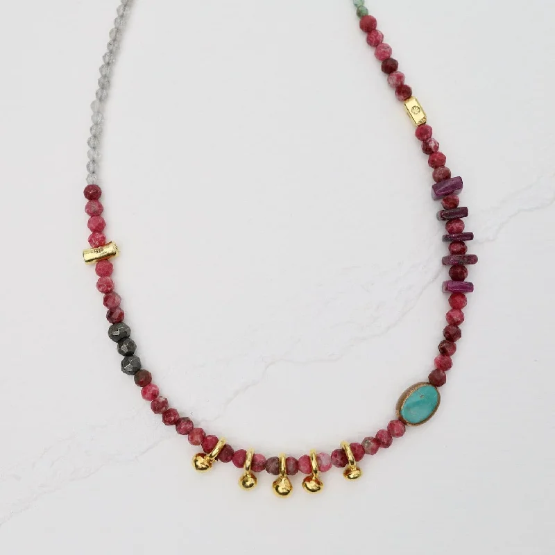 women's necklaces with clasp design -Thulite 5 Raindrops Necklace