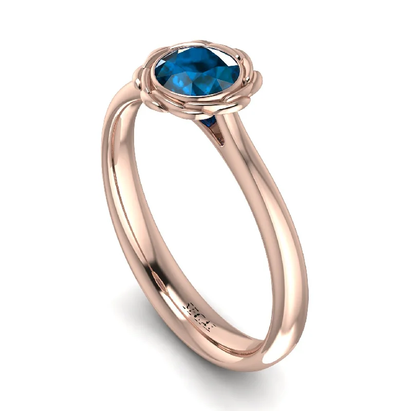 women's engagement rings with double halo -Solitaire Minimalist Blue Topaz Ring - Eden No. 502