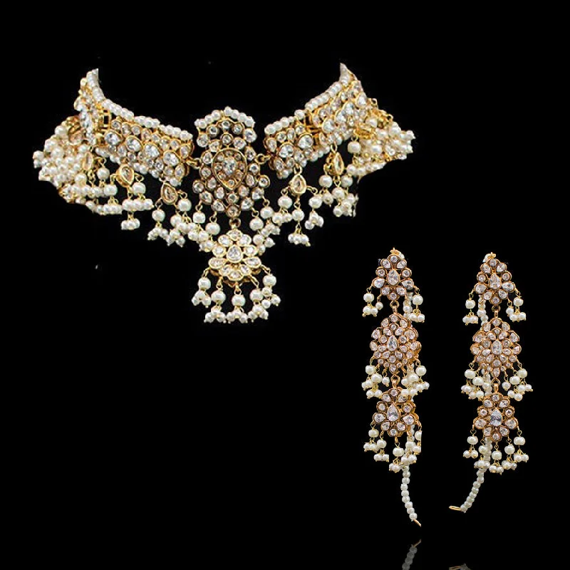 women's earrings with gemstone studs -Rabiah Choker & Earrings Set