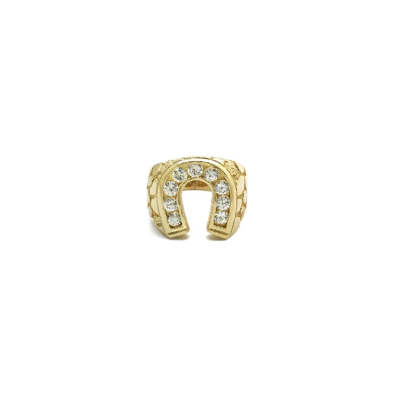 women's rings with modern design -Cobbled Horseshoe Ring (14K)