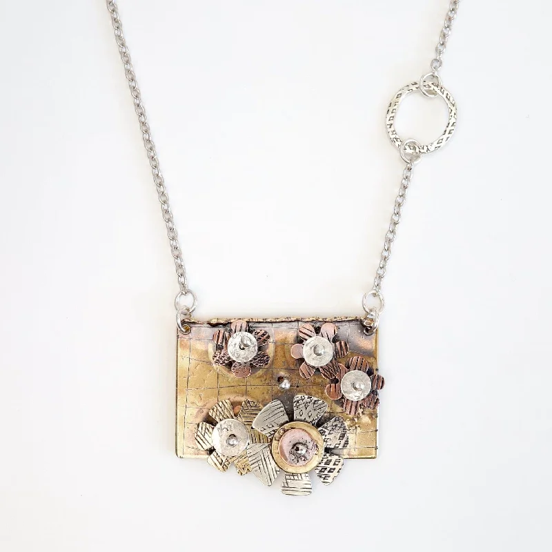 women's necklaces with pearl cluster -Mixed Metal Garden Gate Necklace