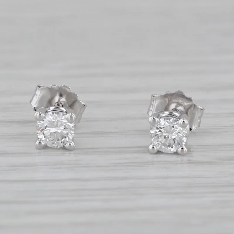 women's earrings with drop and hook -New 0.32ctw Diamond Stud Earrings 14k White Gold Round Solitaire Studs