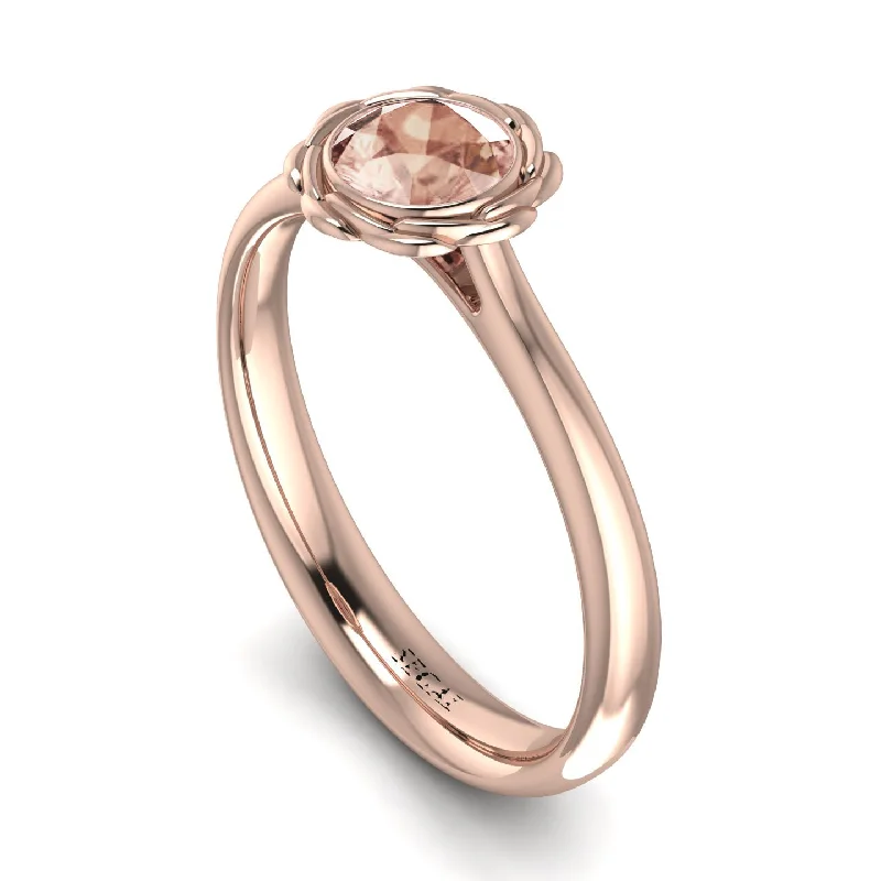 women's engagement rings with diamond halo -Solitaire Minimalist Morganite Ring - Eden No. 902