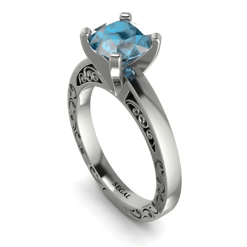 women's engagement rings with three-stone design -Vintage Solitaire Aquamarine Ring - Vera No. 403