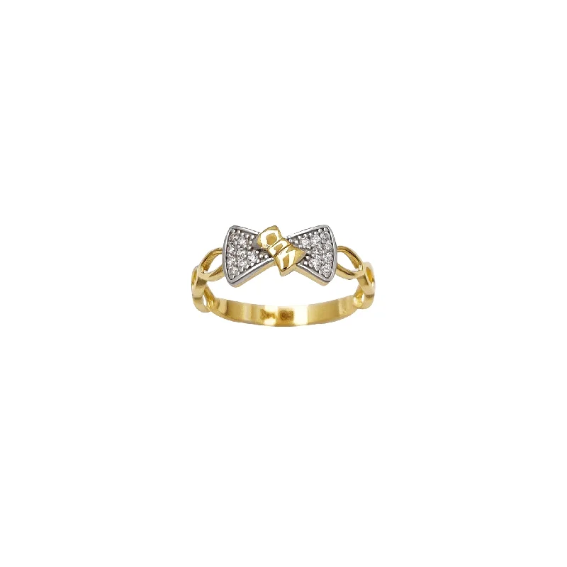 women's rings with geometric design -Pave Bowtie Ring (14K)