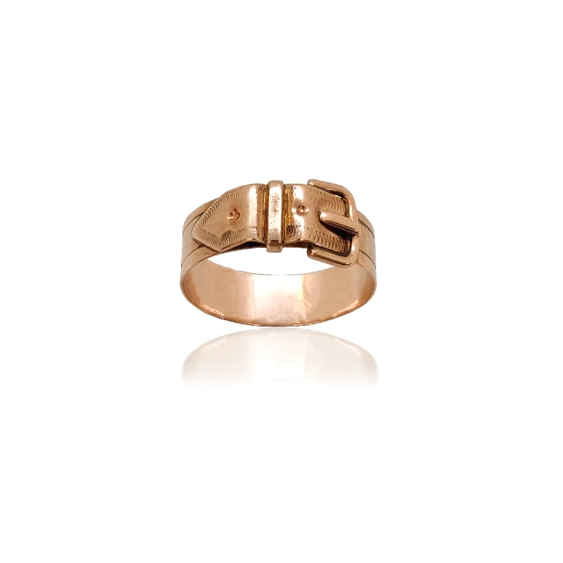 women's rings with simple solitaire -Belt & Buckle Ring (10K)