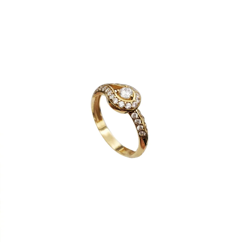 women's rings with fine craftsmanship -Coiled Eye of Snake CZ Ring (18K)