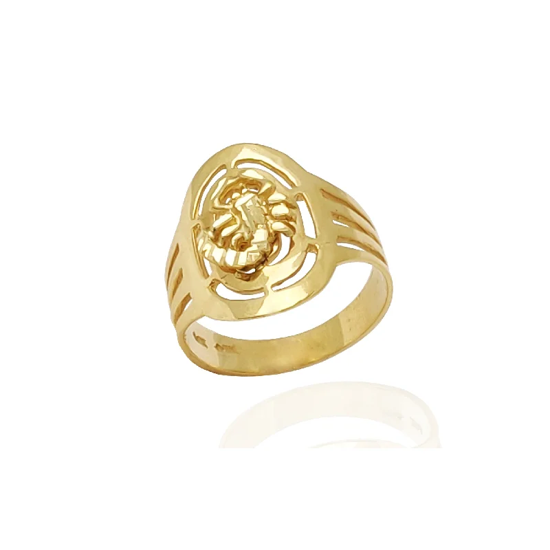 women's rings with delicate diamond accents -Oval Frame Scorpion Ring (14K)