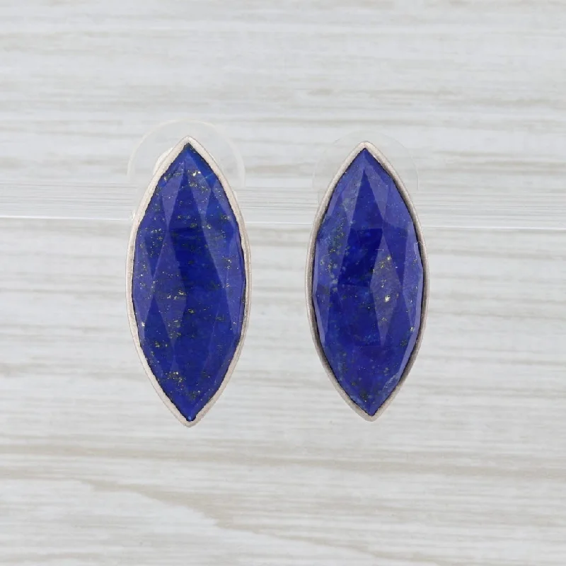 women's earrings with polished finish -New Nina Nguyen Lapis Lazuli Earrings Sterling Silver Blue Stone Drop