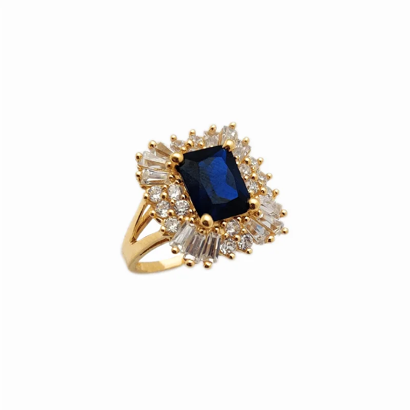 women's rings with timeless appeal -Clustered Halo Blue Stone Cocktail Ring (14K)