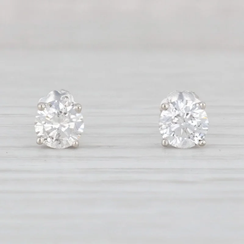 women's earrings with festive style -1ctw Round Diamond Solitaire Stud Earrings 14k White Gold Pierced Studs