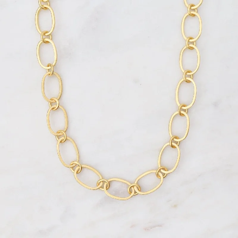 women's necklaces with round pendant -Gold Oval Link Chain Necklace