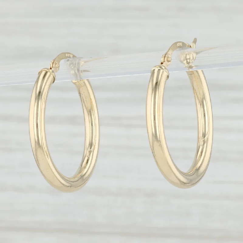 women's earrings with cubic zirconia -New Round Hoop Earrings 14k Yellow Gold 3 x 26mm Pierced Hoops