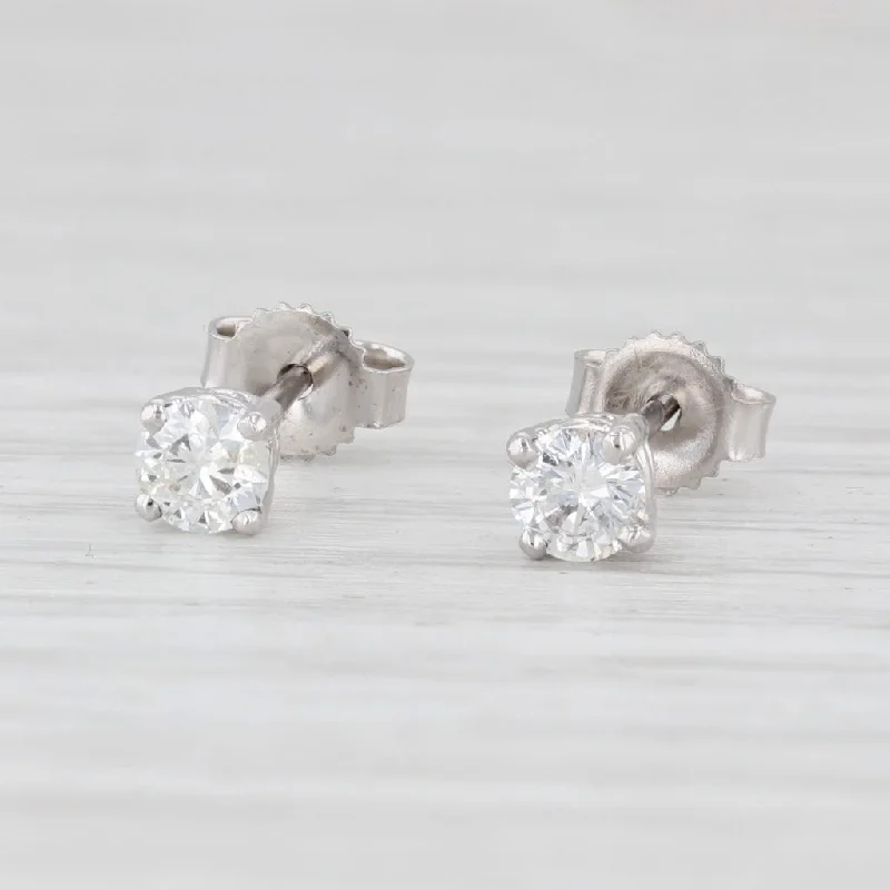 women's earrings with artistic design -New Small 0.36ctw Diamond Stud Earrings 14k White Gold Round Cut Solitaire