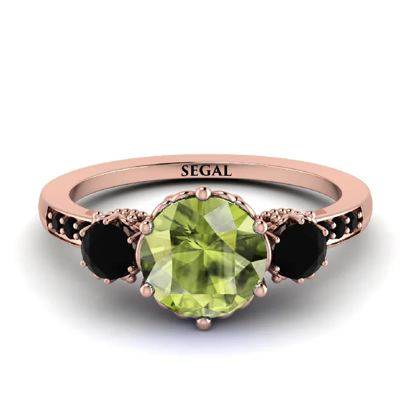 women's engagement rings with modern style -Vintage 3 Stones Peridot Ring With Micro Pave - Luna No. 708