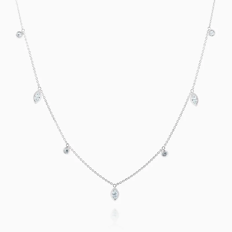 women's necklaces with bezel setting -Marquise and Round Diamonds Necklace